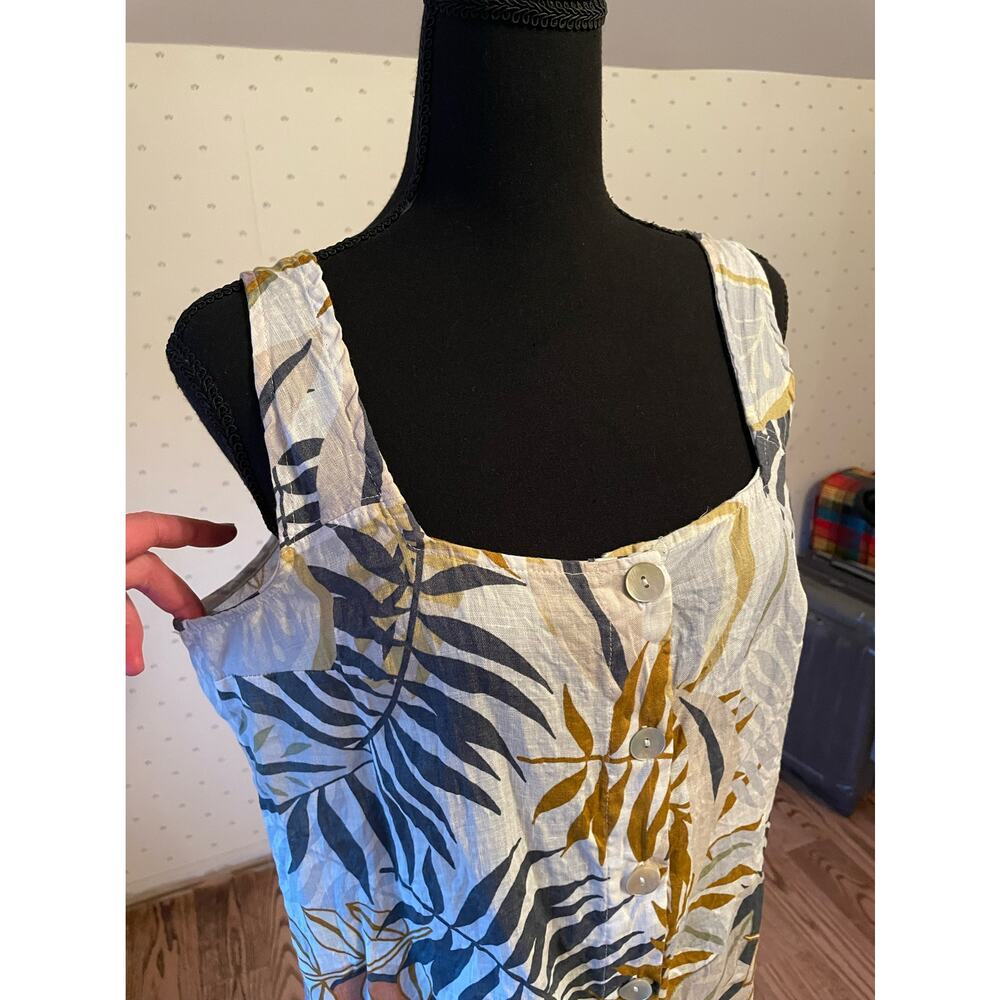 C&C CALIFORNIA Linen Sleeveless Top Shirt  Size Small Tropical Flowers - Picture 2 of 5